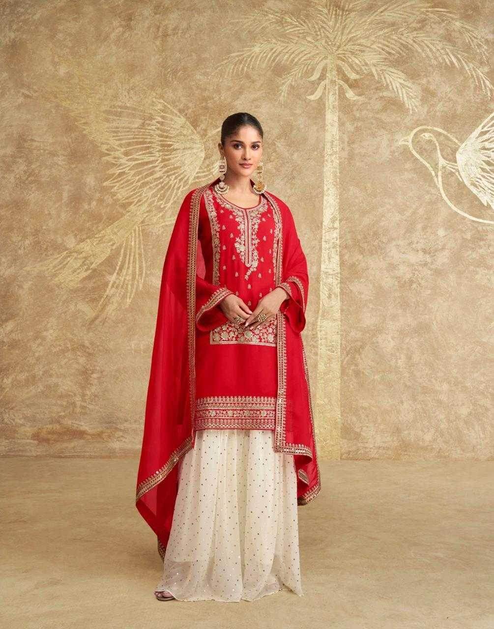 Chinon Silk Ladies Sharara Salwar Suit - MYLUXURY LANE ENTERPRISE